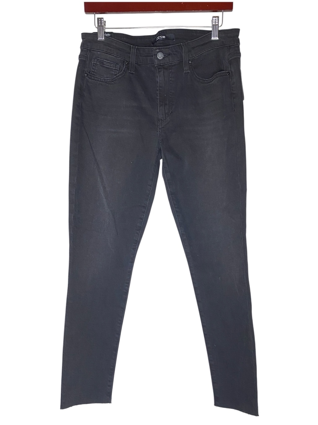 Nwt! Joe's Jeans Black Denim Skinny Ankle Mid Rise Raw Hem - Size 31